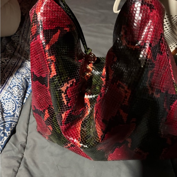 Brahmin red garland Snake Print Bag - Picture 3 of 7